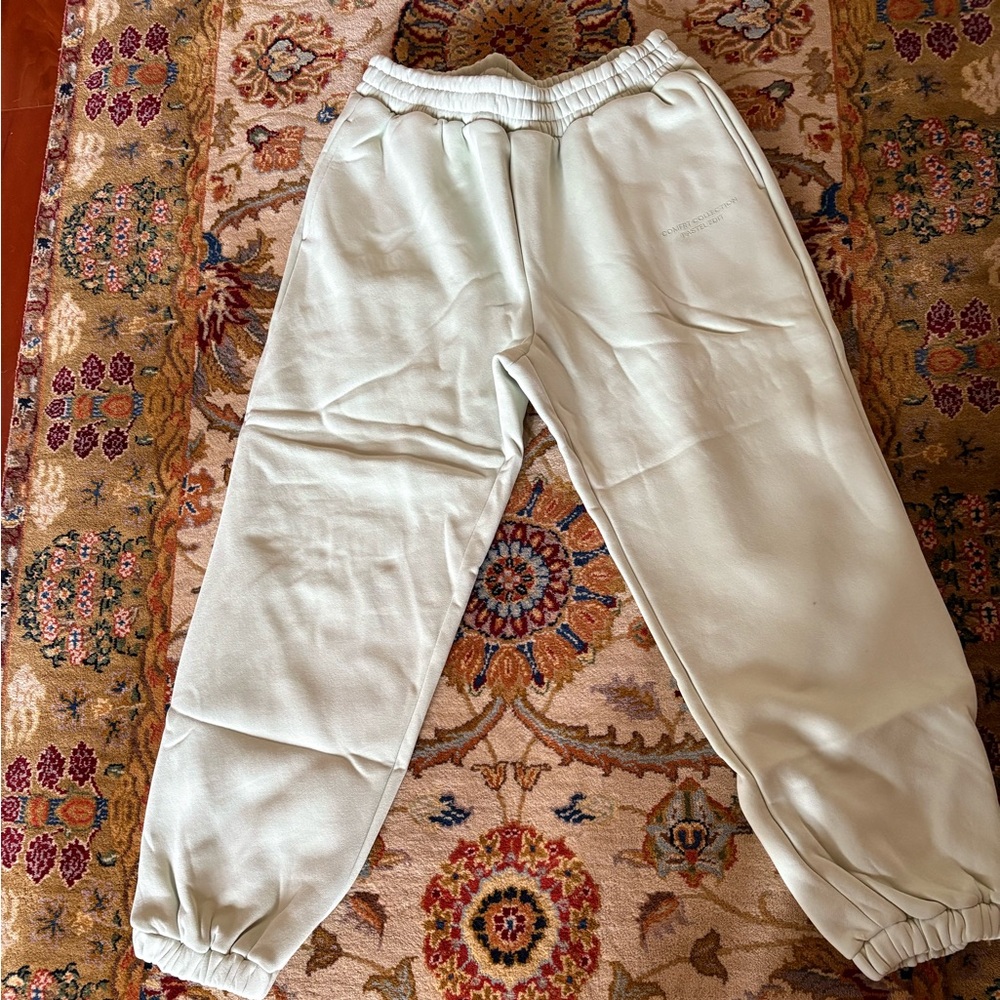 Mint Green Track Pants with Elastic Waistband and Cuffs